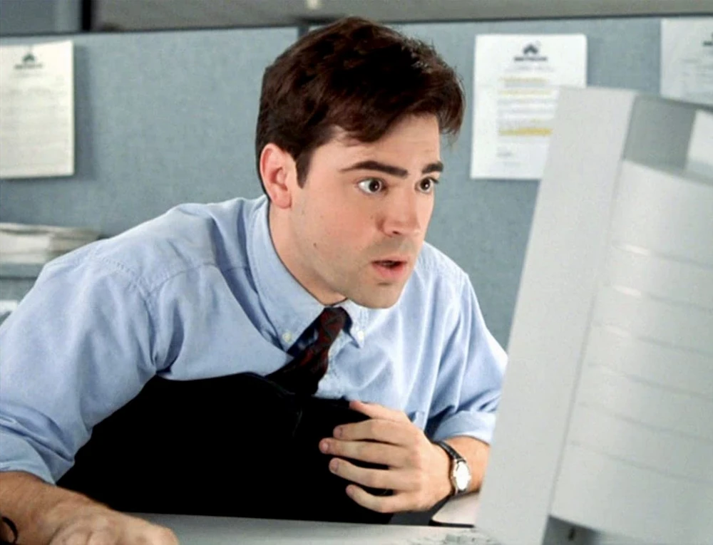 Peter surprised at computer